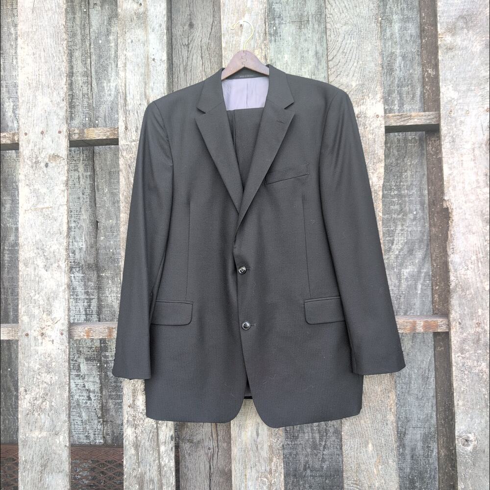 Kenneth Roberts 100% Fine Wool Black Suit Men's 46L/ 36Wx32L